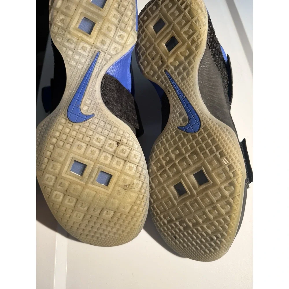 Nike LeBron Soldier 10 Basketball Shoes Men Black Blue Strap High Top Sneakers